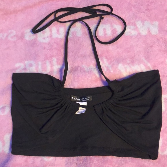 New Without Tags SHEIN Black Cute Crop Top - Picture 4 of 9